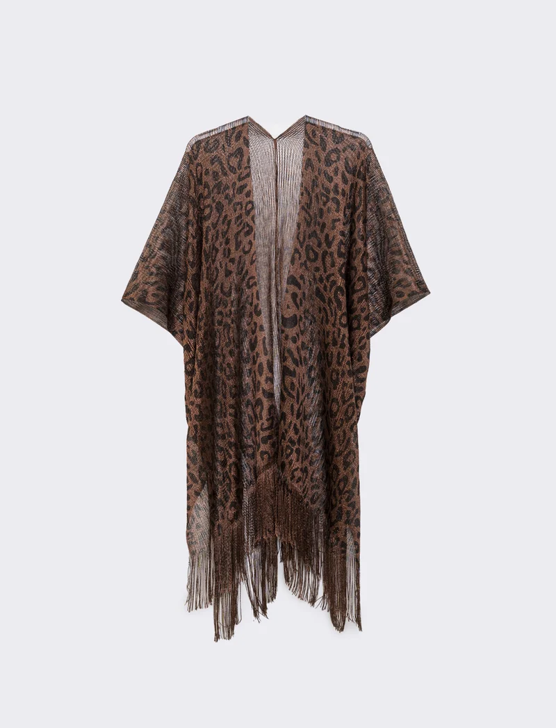Copricostume mare donna in rete animalier - Marrone