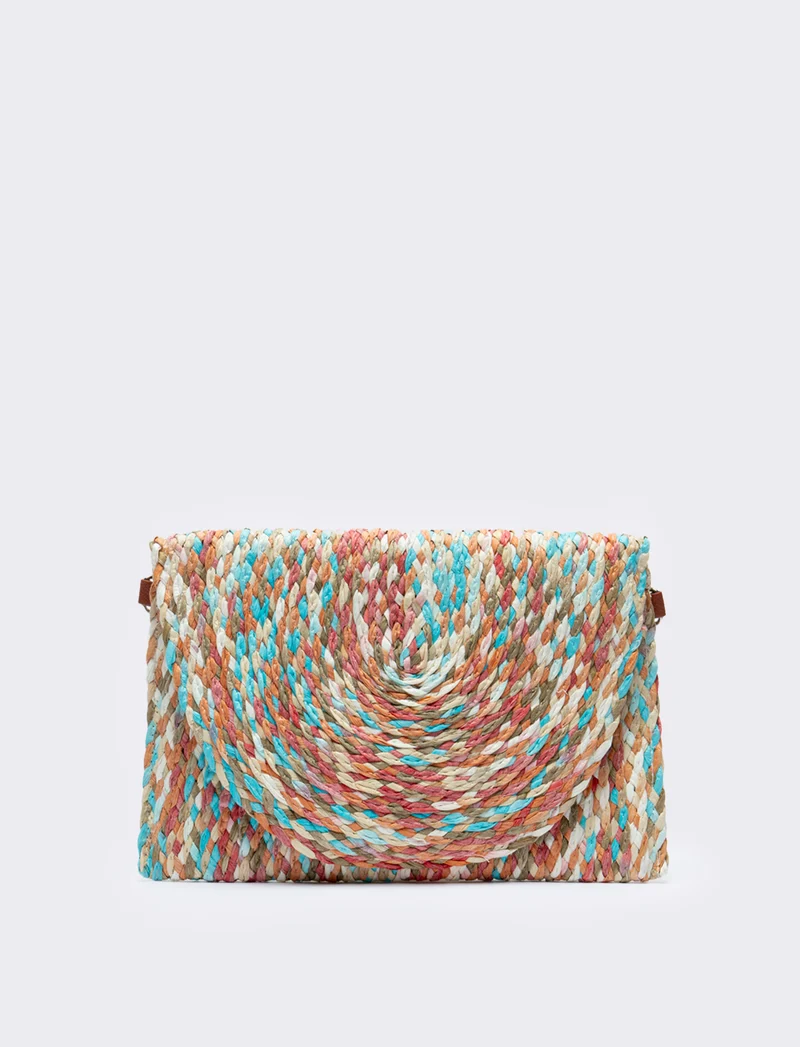 Pochette donna a lettera multicolor - Turchese