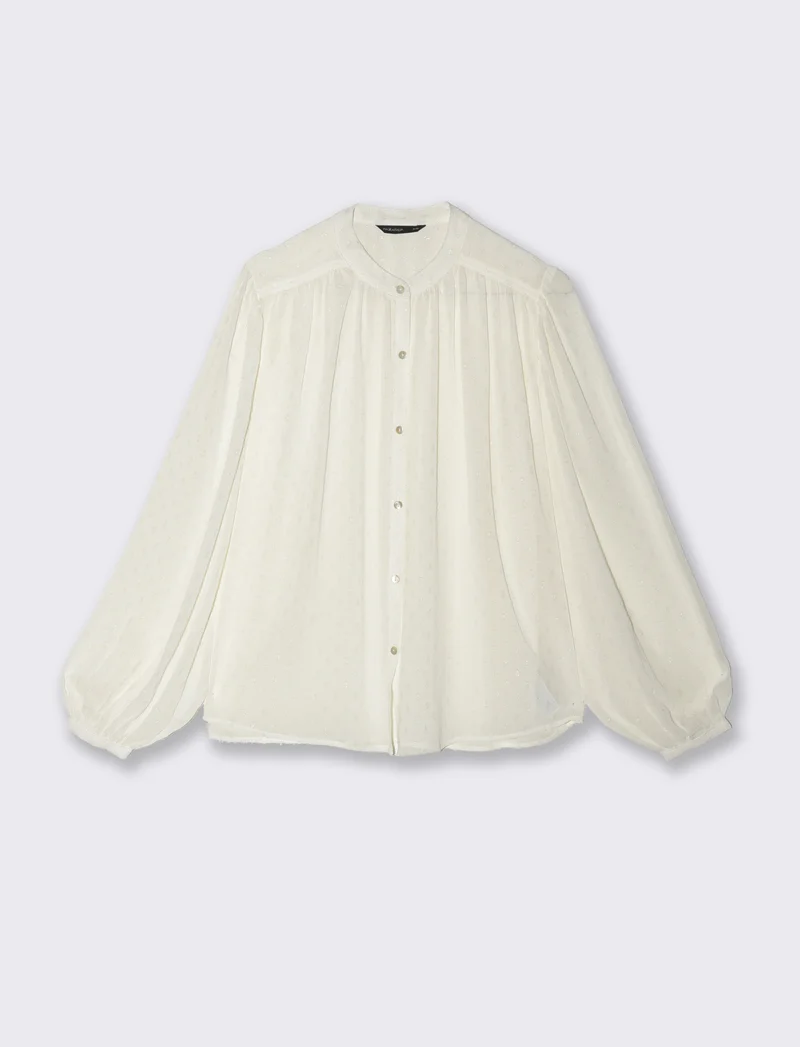 CAMICIA CON MANICA A 3/4 - Bianco latte