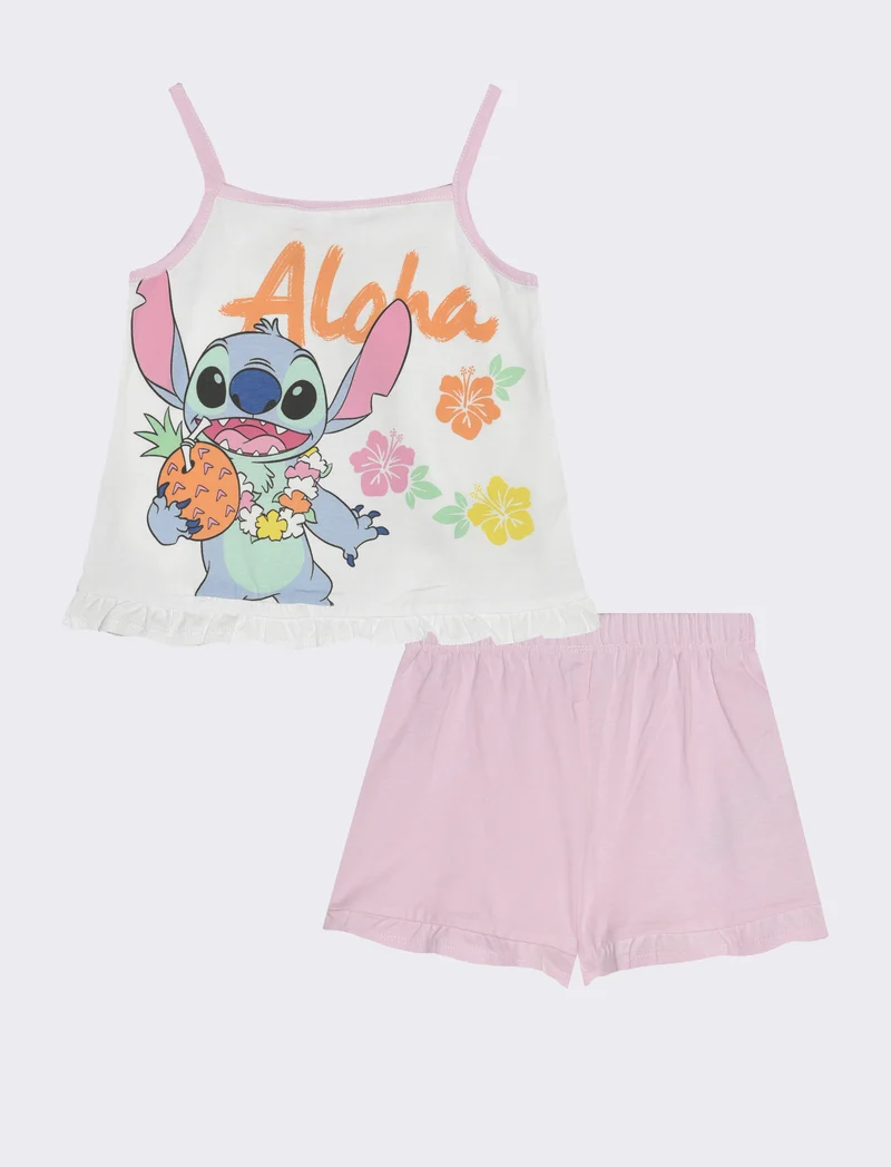 Completino Disney Stitch da neonata - Rosa