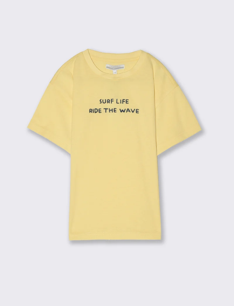 T-shirt con ricamo da bambino - Giallo