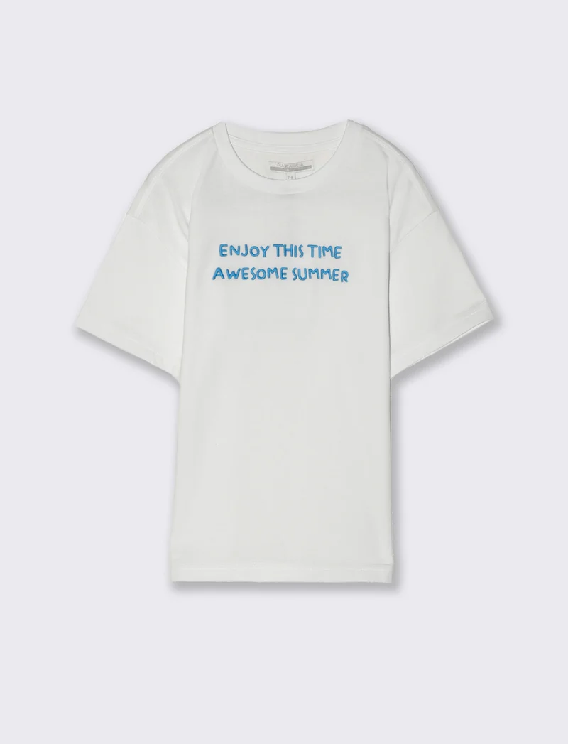 T-shirt con ricamo da bambino - Bianco