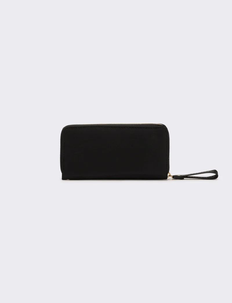 Portafogli donna leopardato in nylon con zip - Nero
