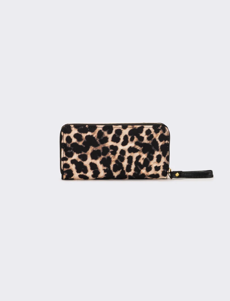 Portafogli donna leopardato in nylon con zip - Leopardato