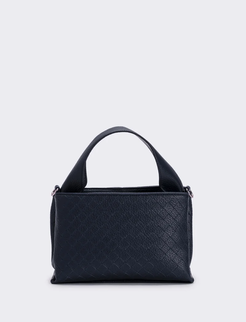 Borsa a mano con stampa intreccio donna - Blu