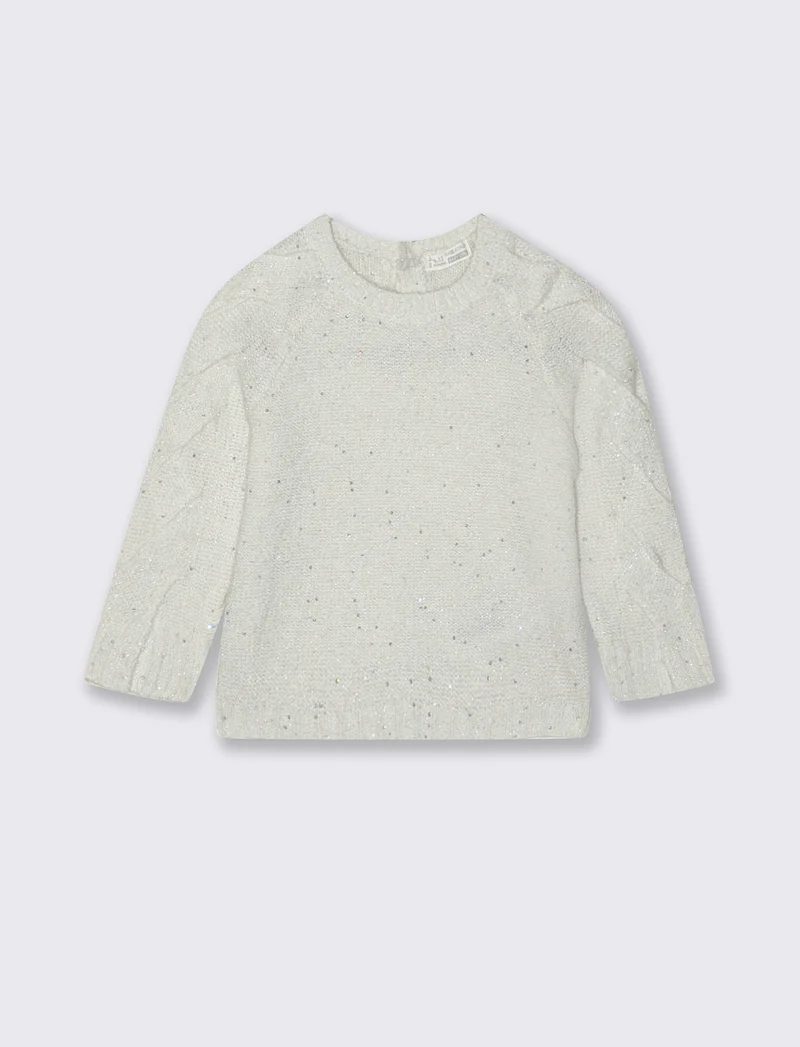 Maglioncino con paillettes - Bianco panna
