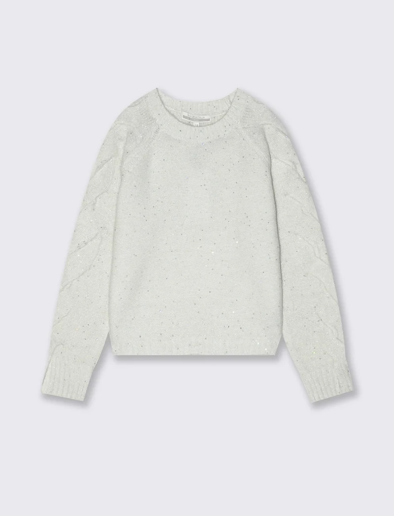 Maglia con micropaillettes - Bianco sporco