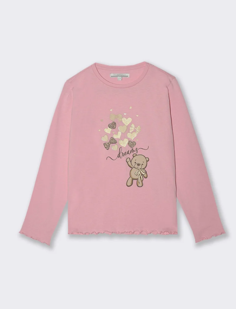 T-shirt orlo ondulato - Rosa