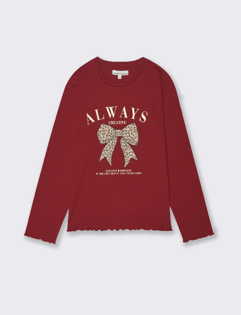 T-shirt orlo ondulato - Bordeaux