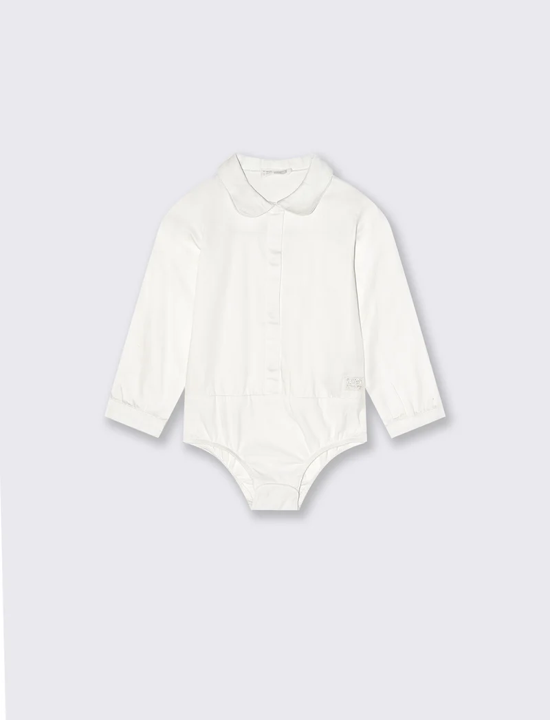 Body con colletto ondulato - Bianco panna