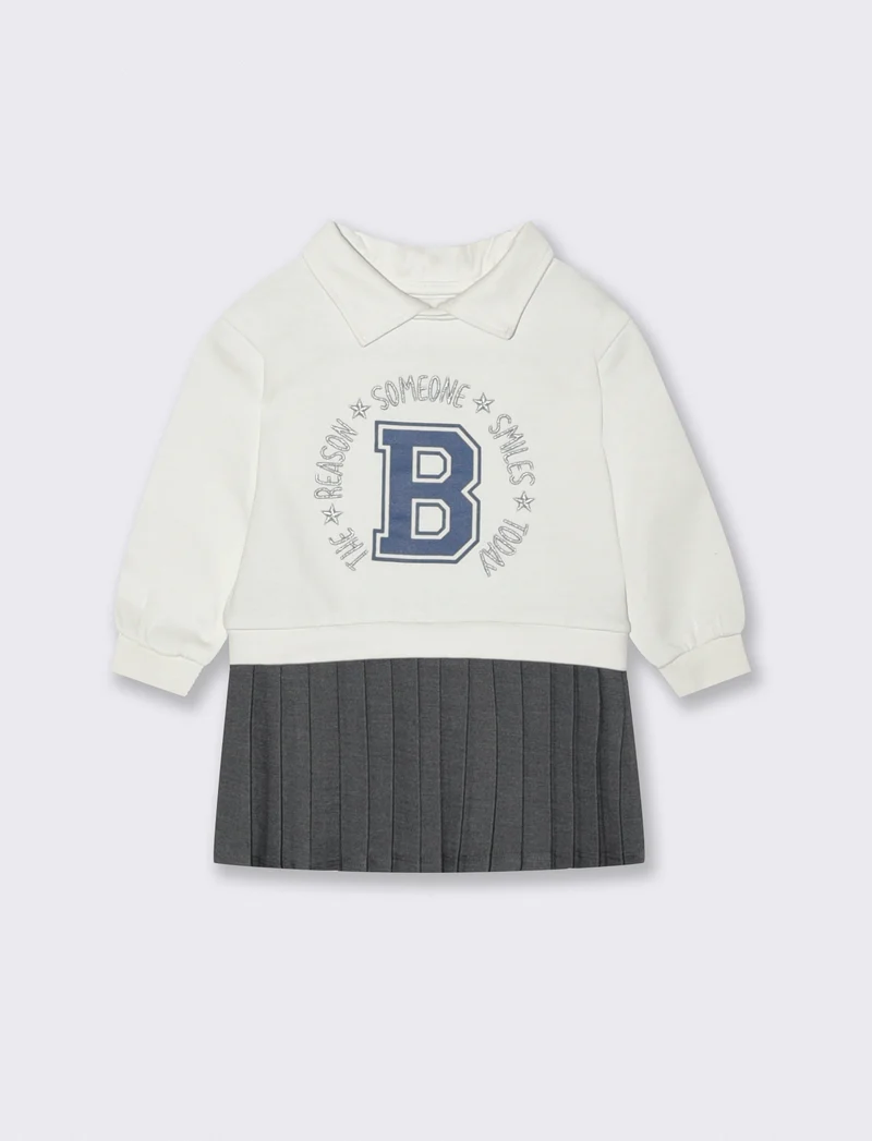 Abito tessuti combinati - Bianco panna