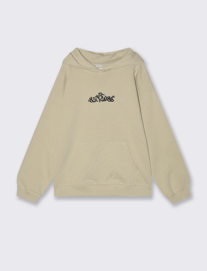 FELPA CON CAPPUCCIO - Beige