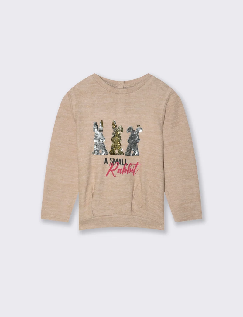 Maglia con paillettes - Beige