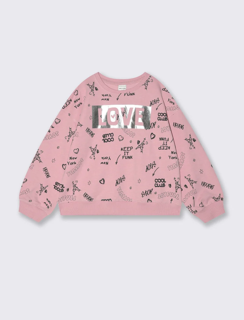 Felpa girocollo in cotone. - Rosa