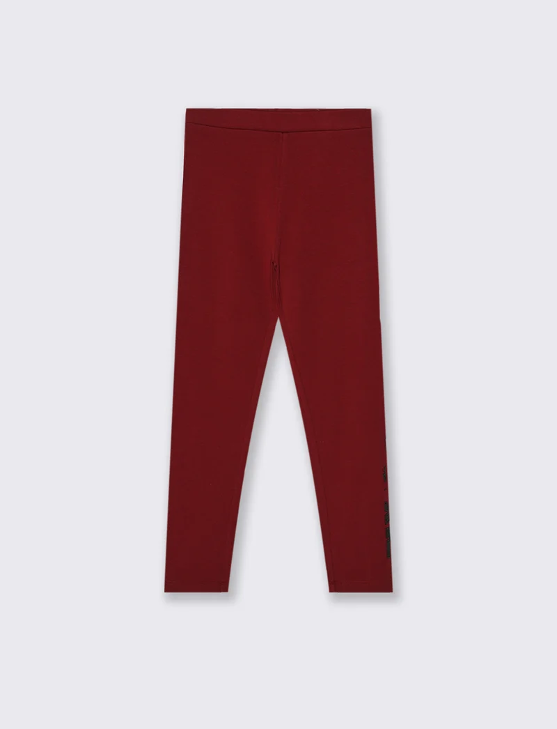Leggings con applicazione in finta pelle. - Bordeaux