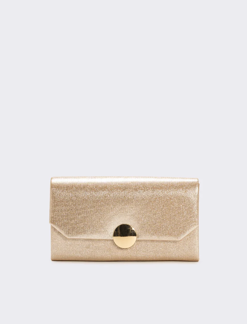 Pochette donna glitter con tracolla - Oro