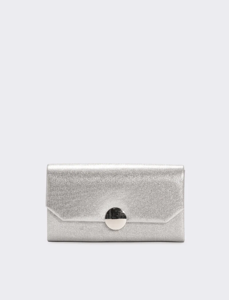 Pochette donna glitter con tracolla - Argento