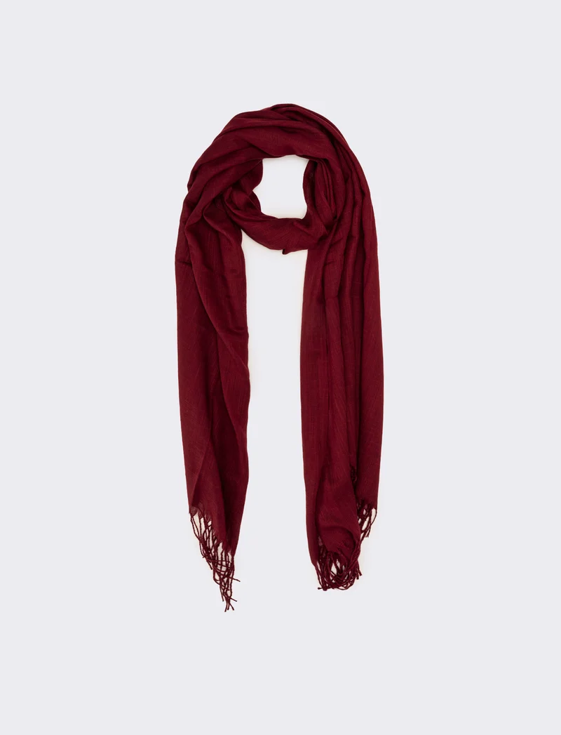 Foulard donna basic con frange - Bordeaux