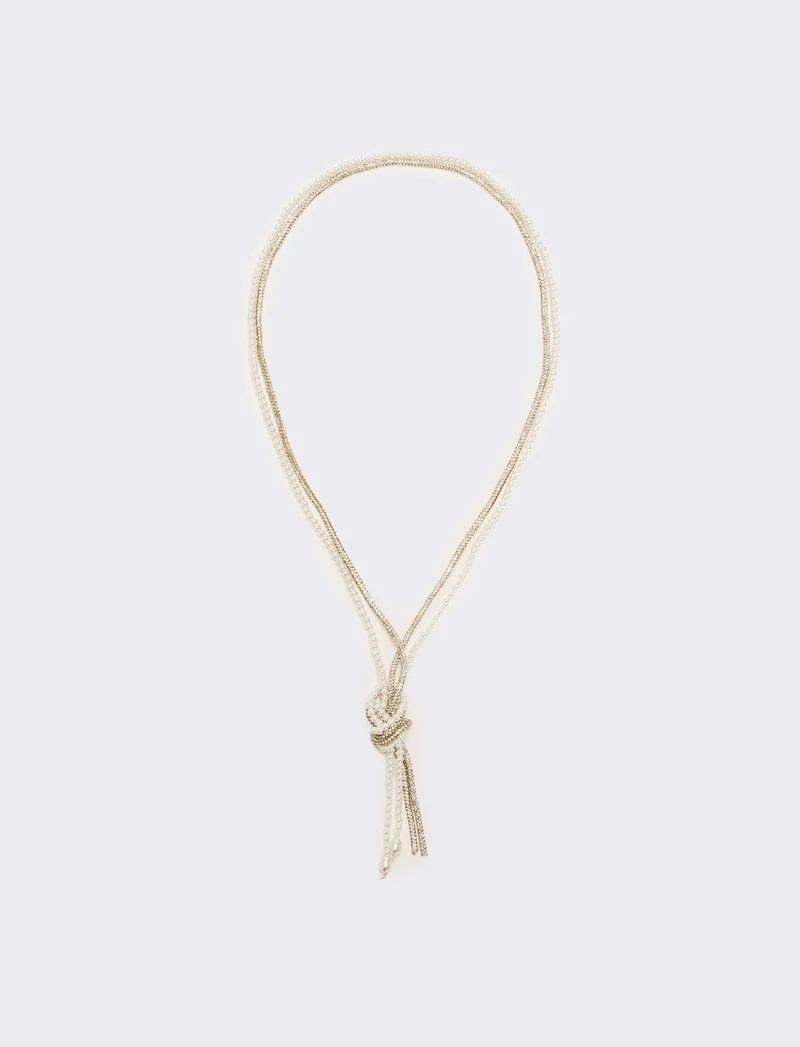 Collana donna saliscendi con strass baguette - Trasparente