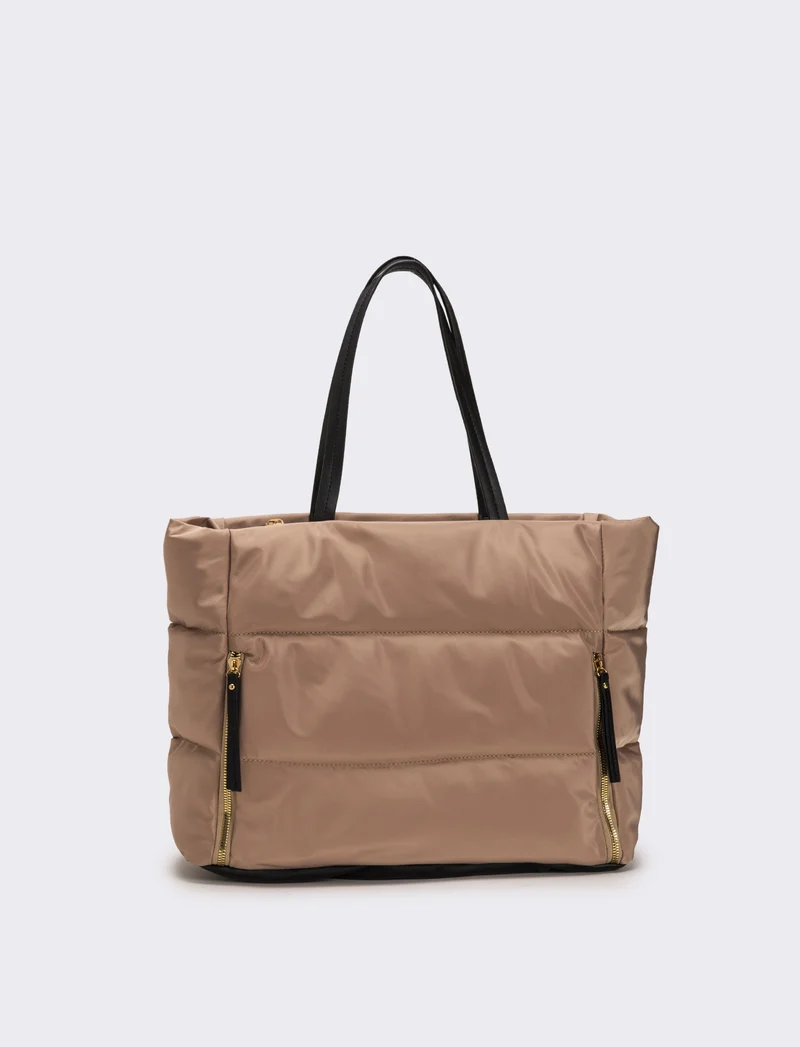 Borsa trapuntata in nylon donna - Beige