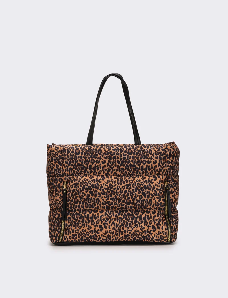 Borsa trapuntata in nylon donna - Leopardato