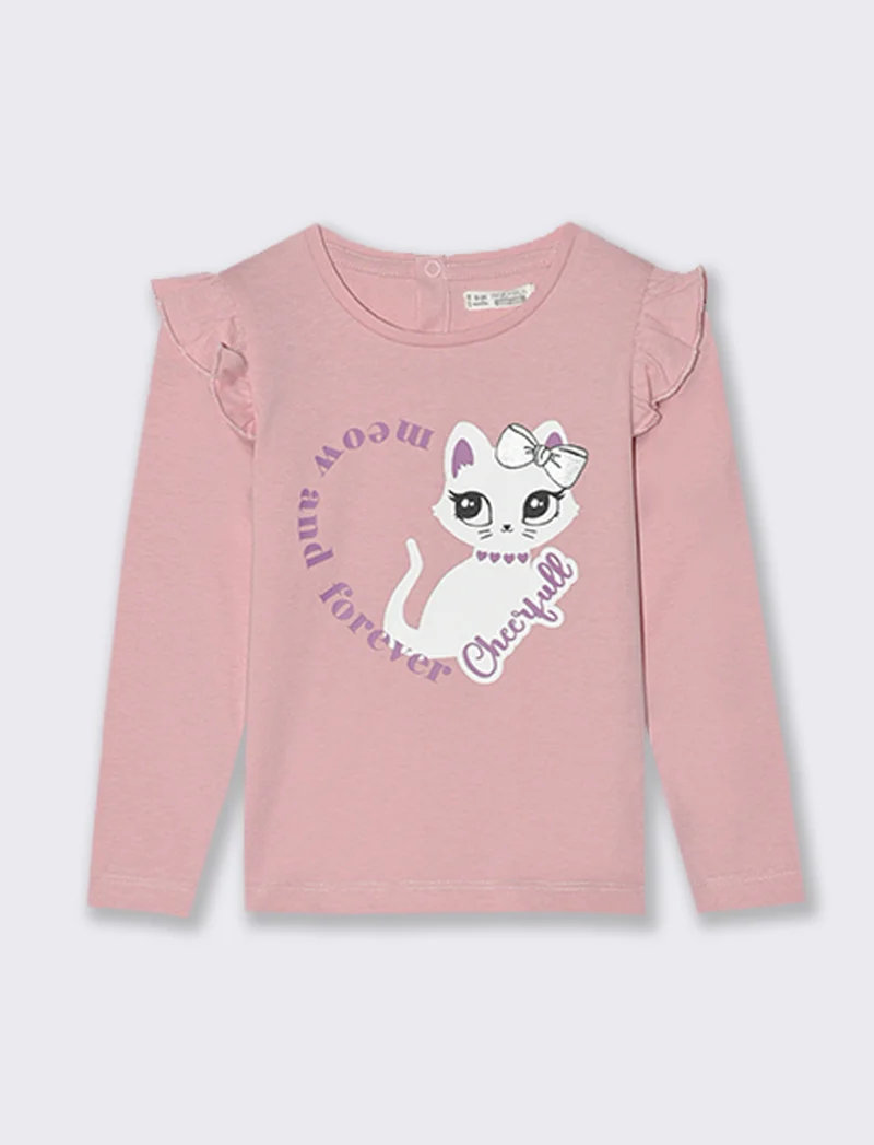 MAGLIETTA CON VOLANT - Rosa