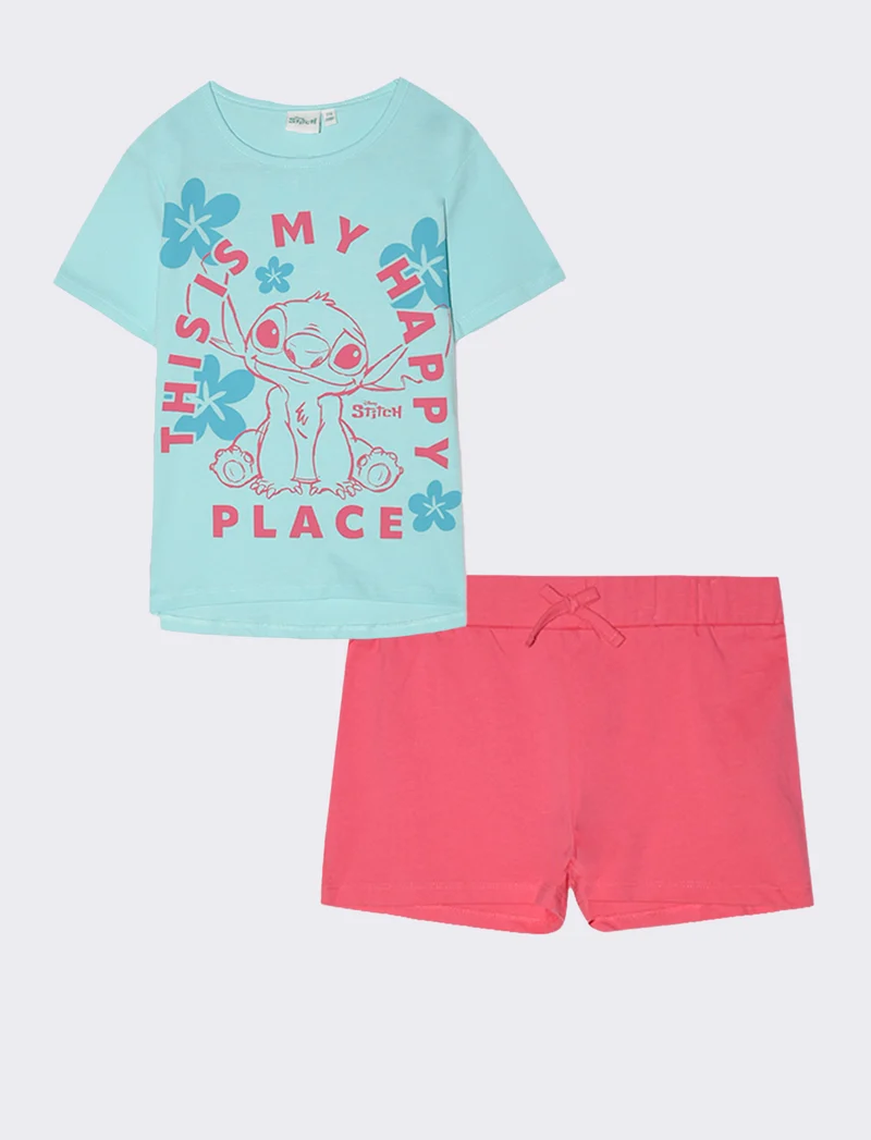 Completo Stitch da bambina - Verde acqua