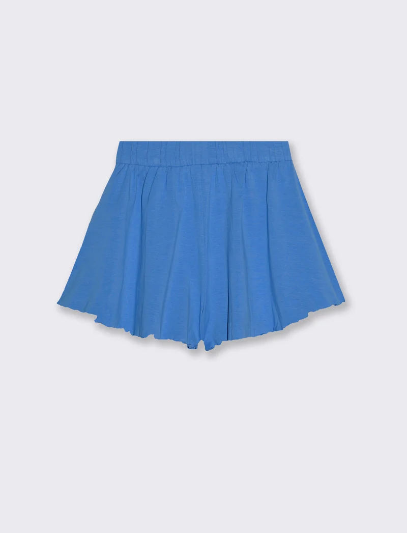 Shorts in cotone modello svasato da bambina - Blu cobalto