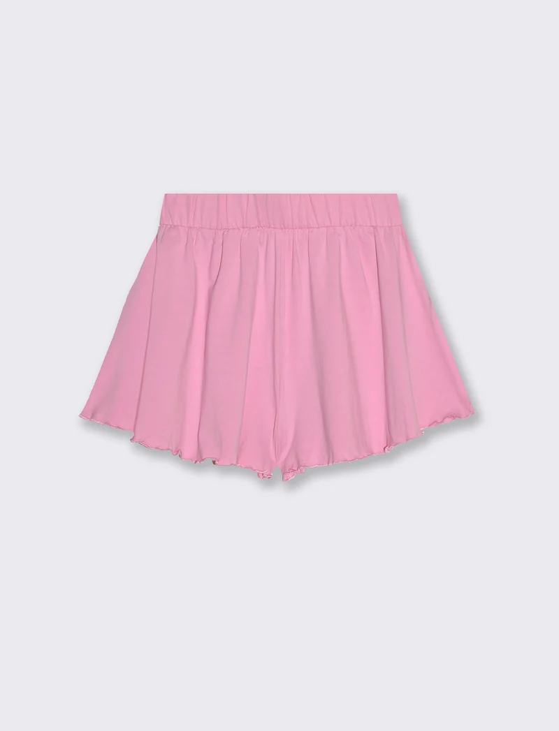 Shorts in cotone modello svasato da bambina - Rosa