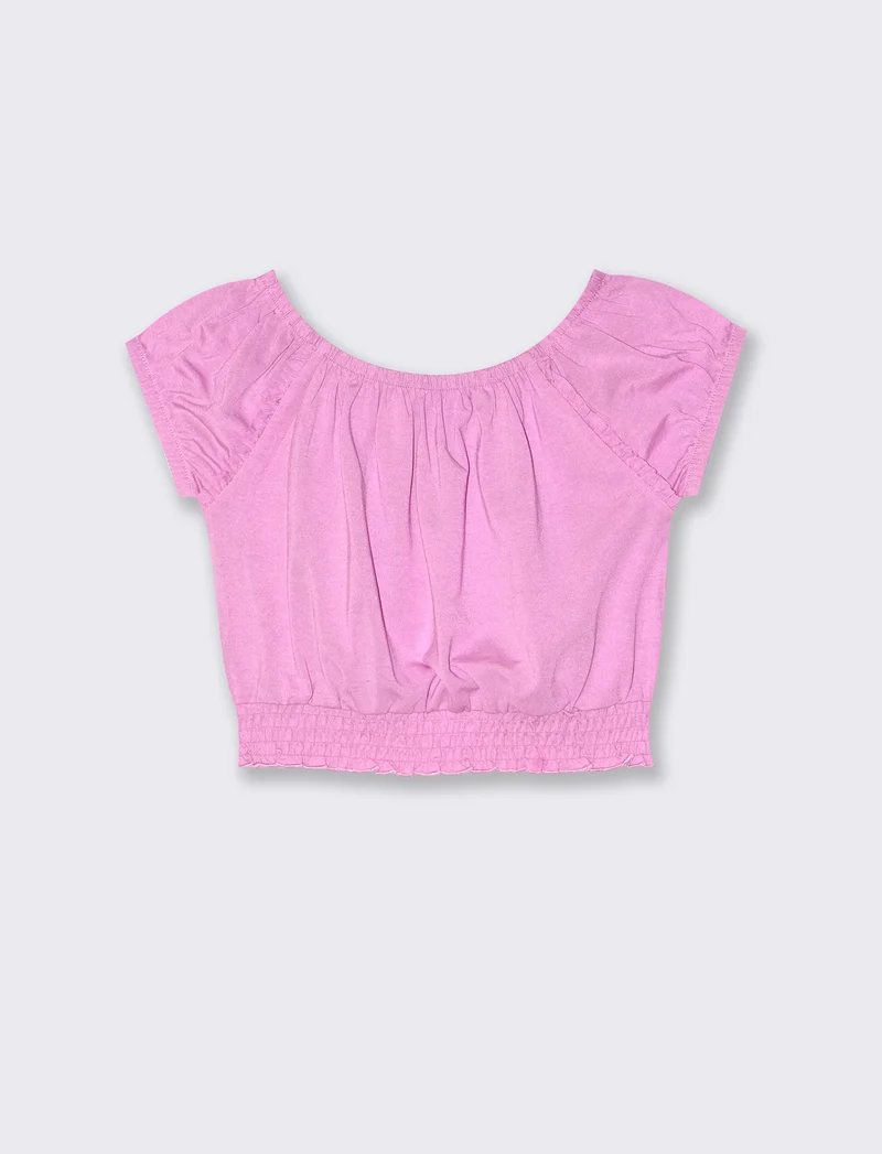 Blusa in jersey mezza manica da bambina - Rosa