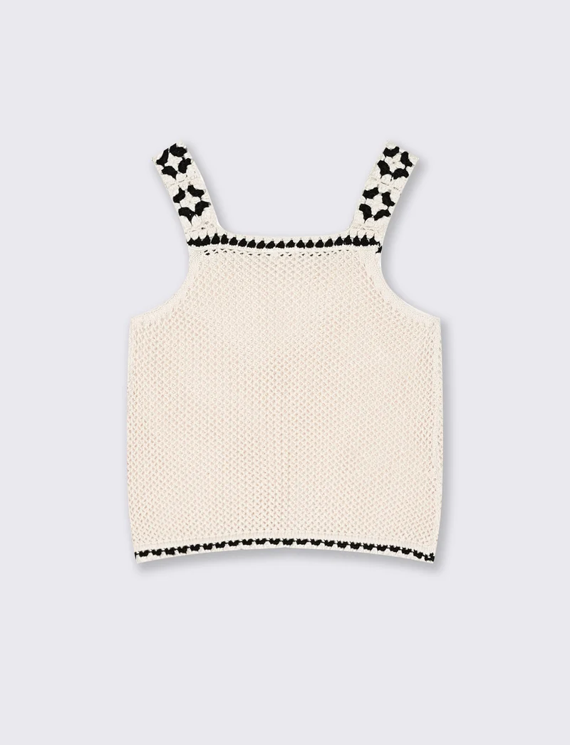 Top in maglia intrecciata da bambina - Beige