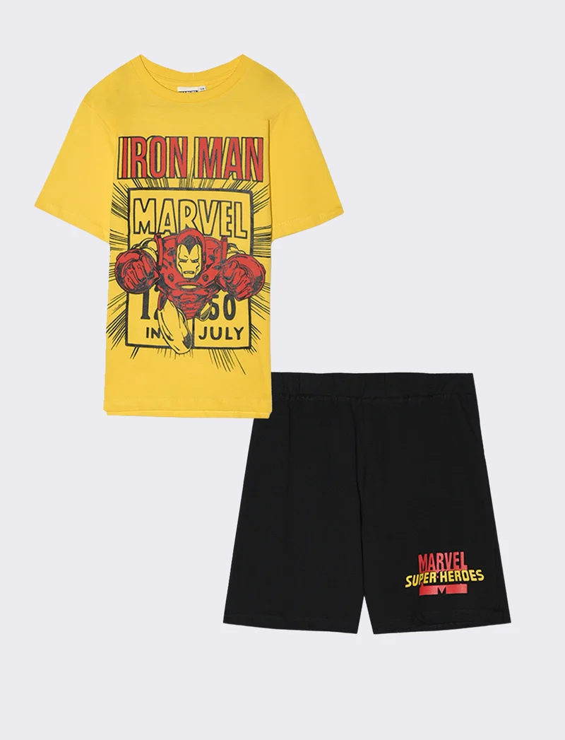Set maglietta e shorts di Marvel da bambino - Giallo
