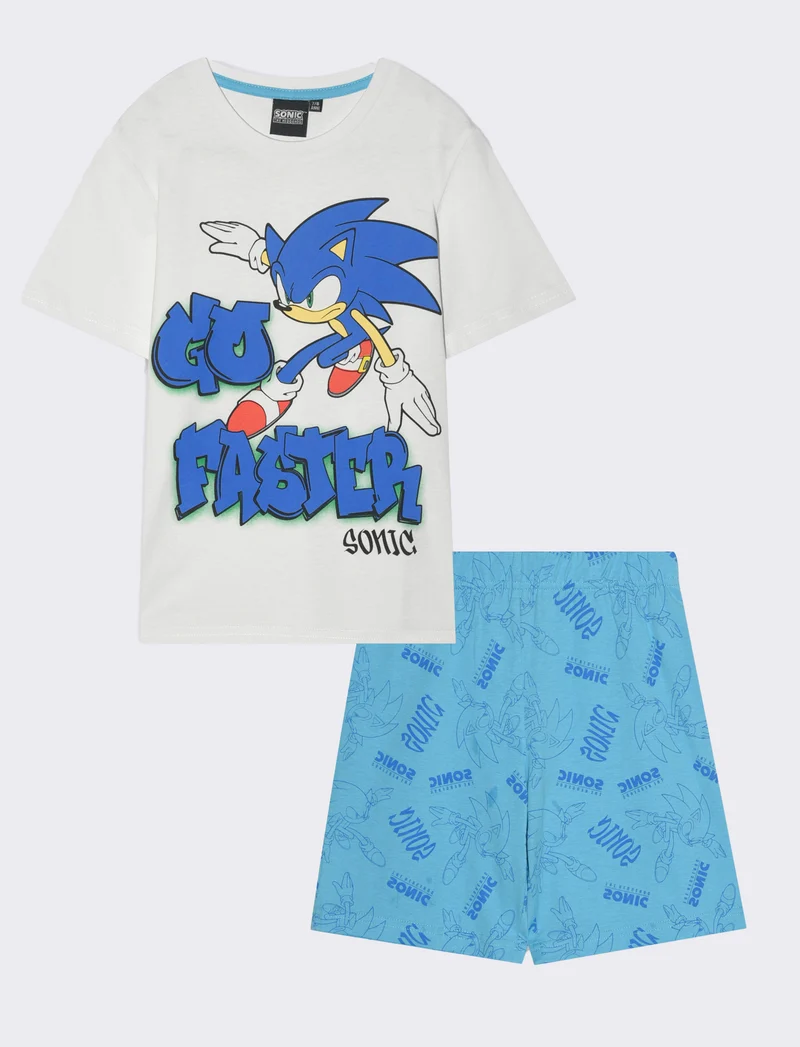 Completo con stampa Sonic da bambino - Azzurro