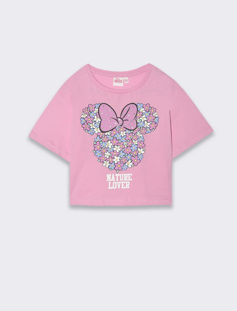 T-shirt con stampa Minnie da bambina - Rosa