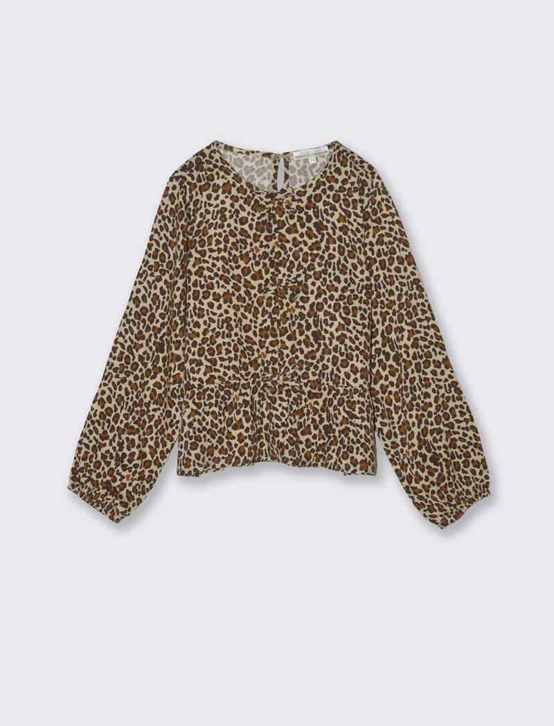 Blusa stampata da bambina. - Leopardato