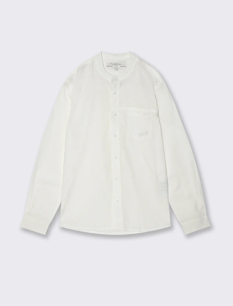 Camicia collo coreano - Bianco latte