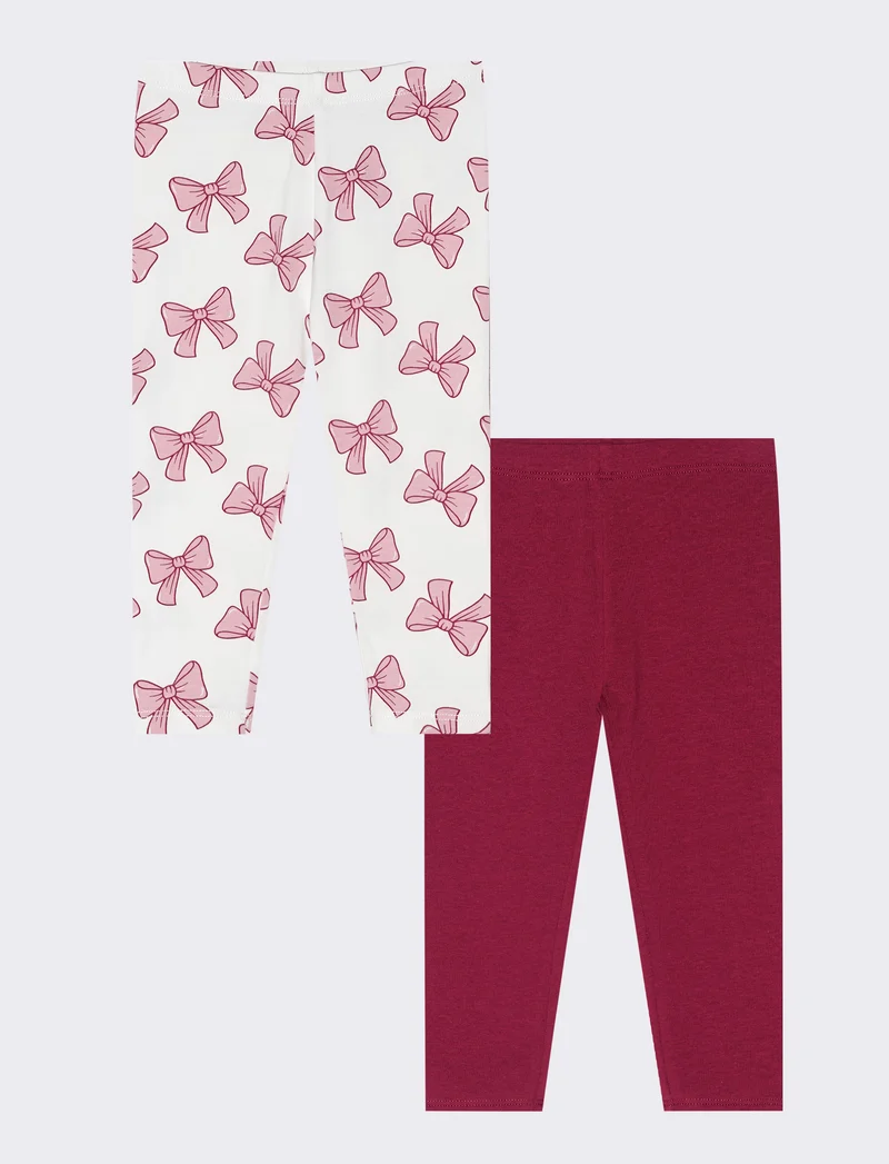 Pack 2 leggins in cotone - Rosso amarena