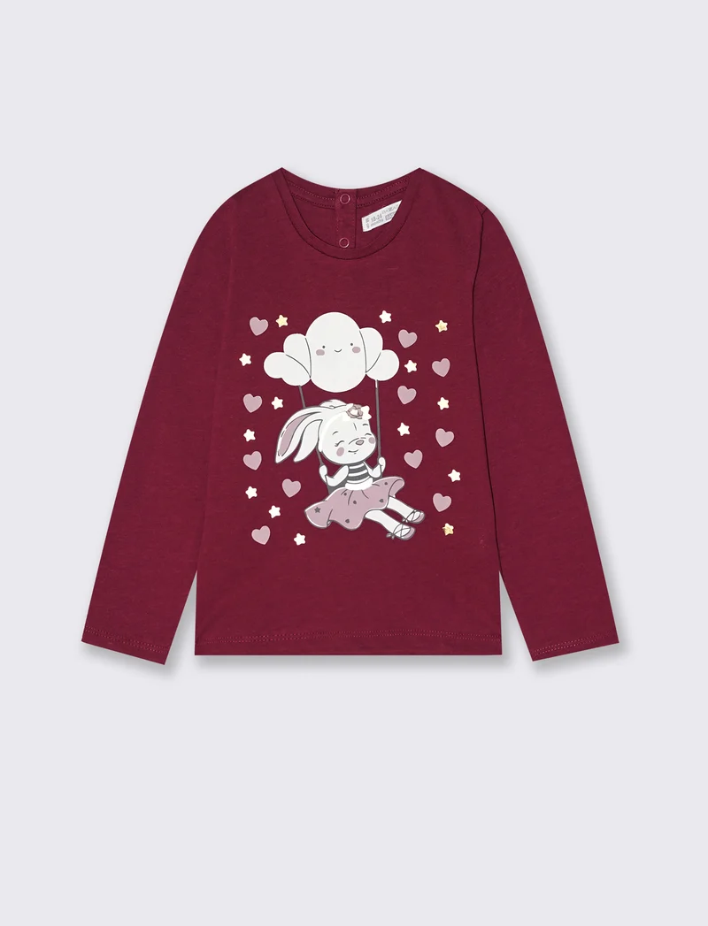 T shirt con stampa brillante - Rosso amarena