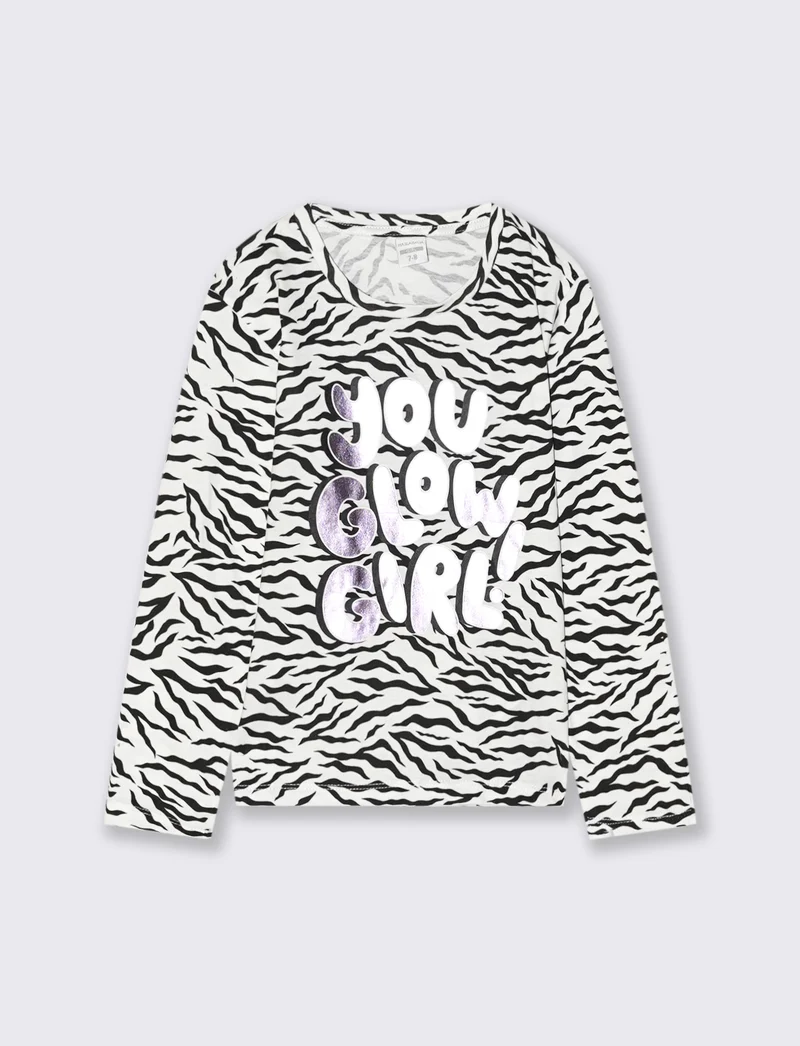 T-shirt in jersey stampata da bambina - Zebrato