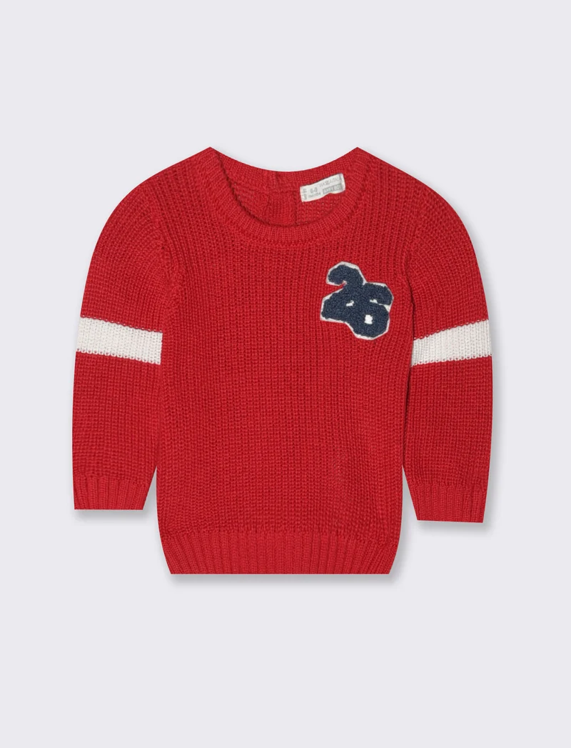 Maglione con ricamo spugna - Rosso