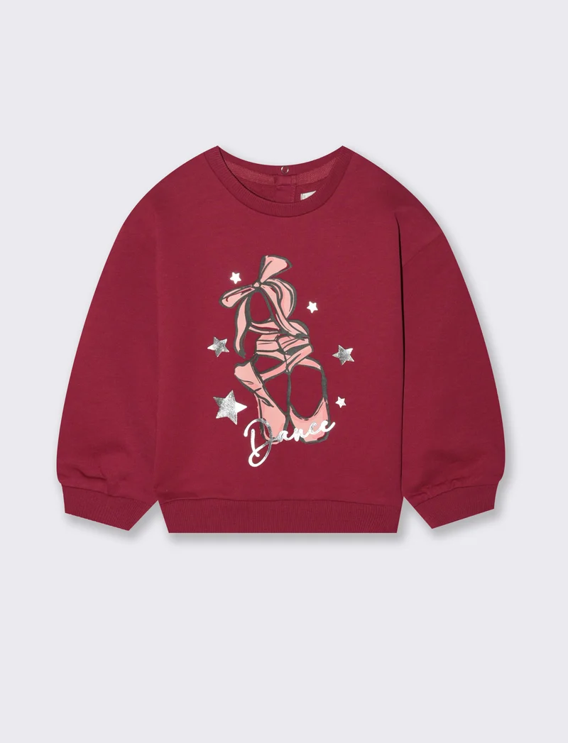 FELPA BASICA CON STAMPA - Rosso amarena