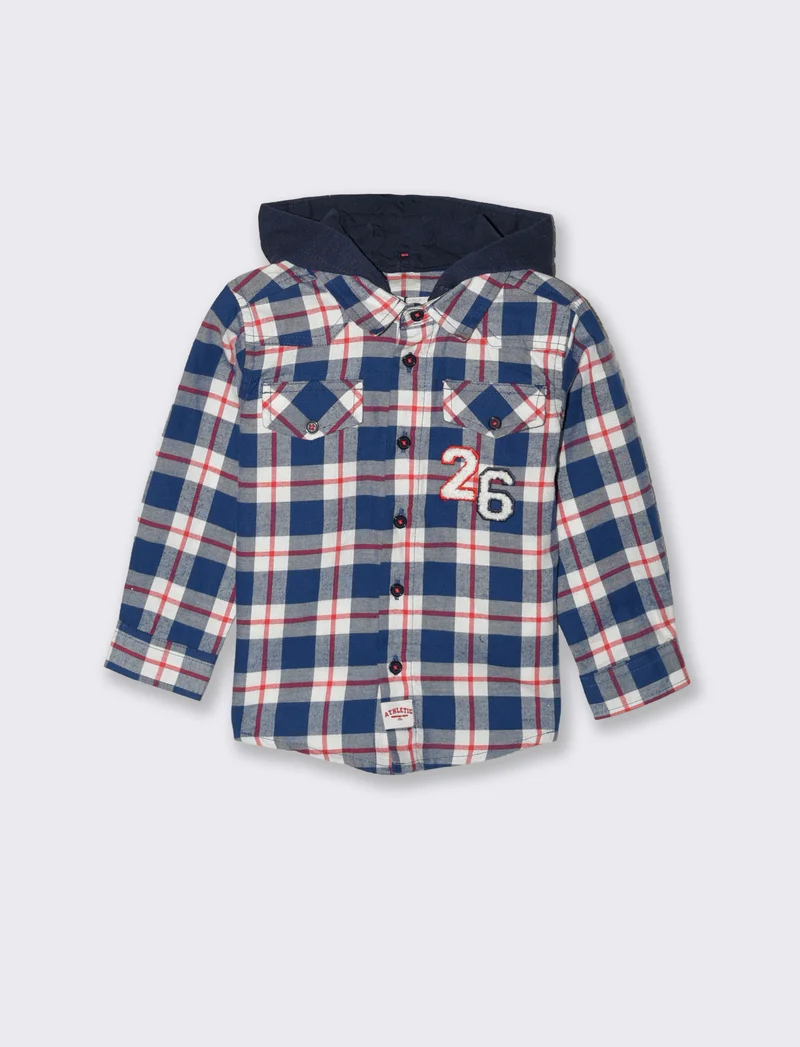 Camicia a quadri con cappuccio - Blu