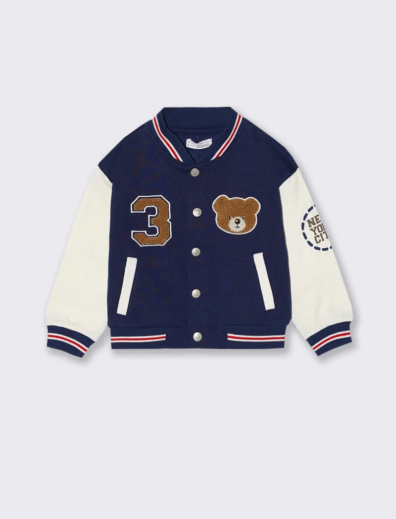 Felpa college con patch - Blu