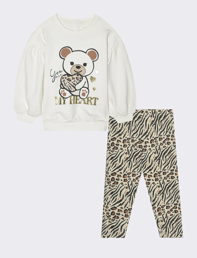 Completo con felpa e leggings. - Bianco latte
