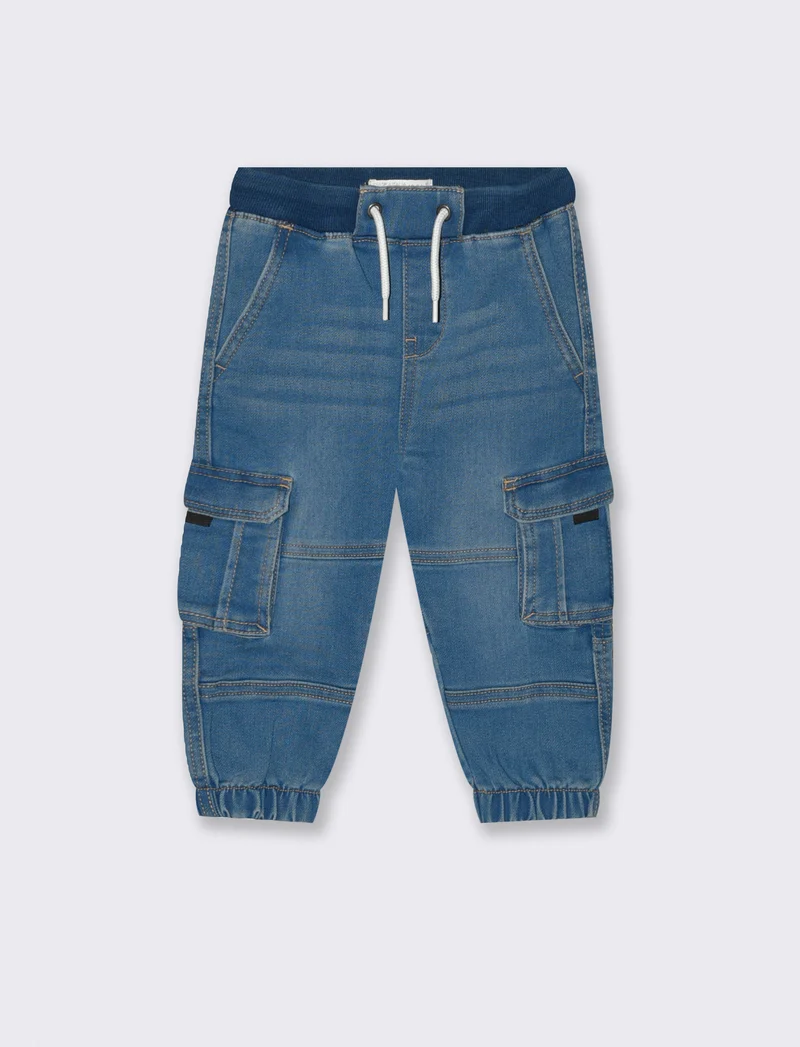 Pantaloni effetto denim con costina - Denim chiaro