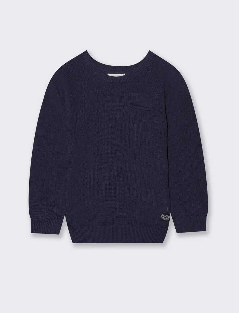 Maglione basico con taschino - Blu