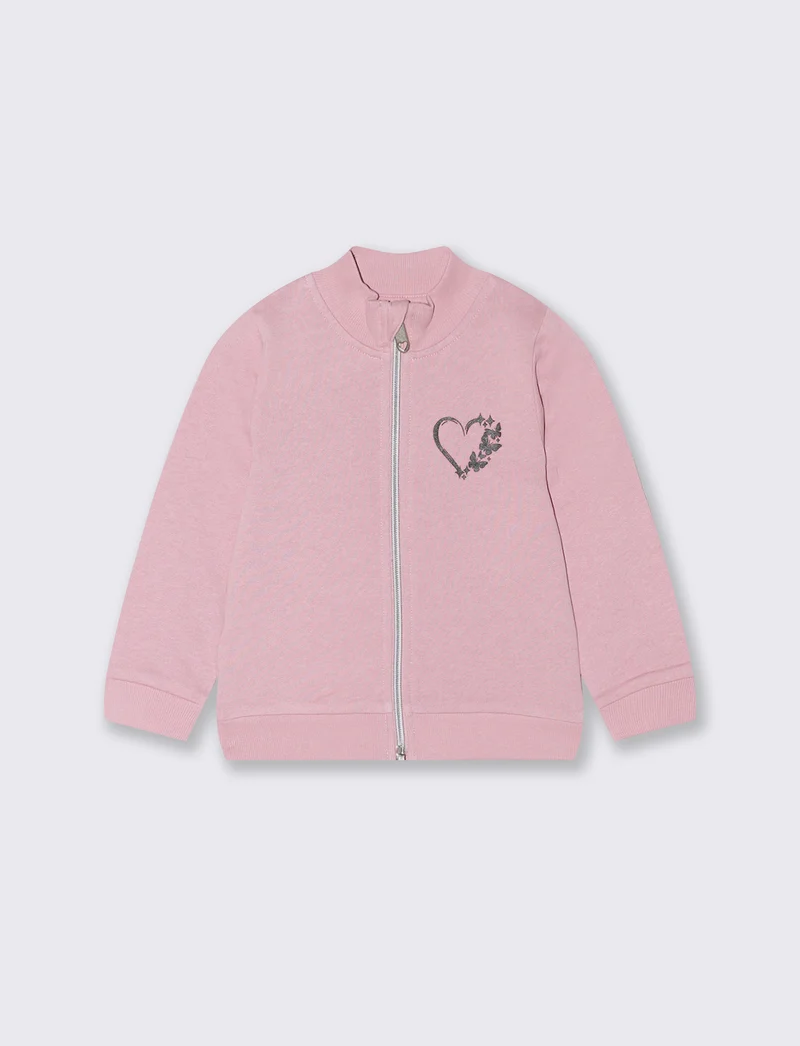 FELPA CON ZIP E COLLO ALTO - Rosa