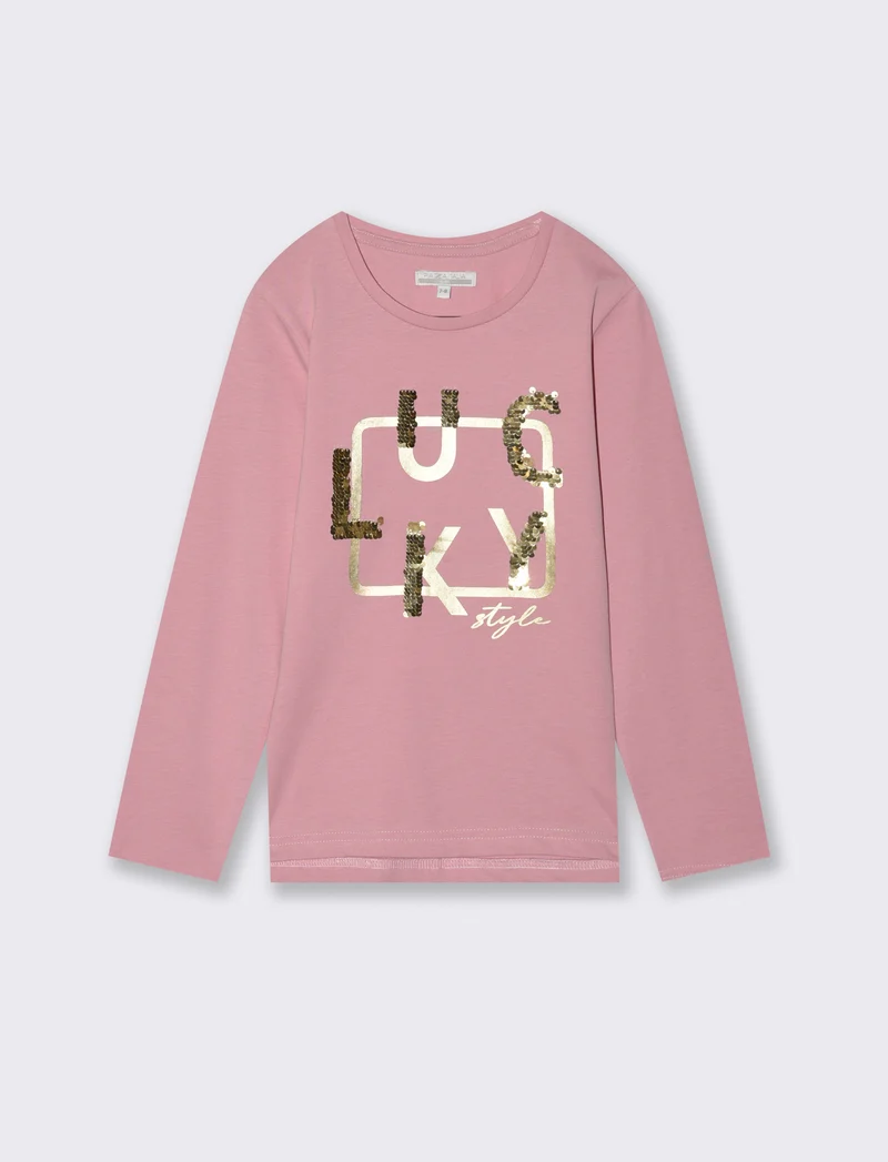 Maglia in cotone manica lunga. - Rosa