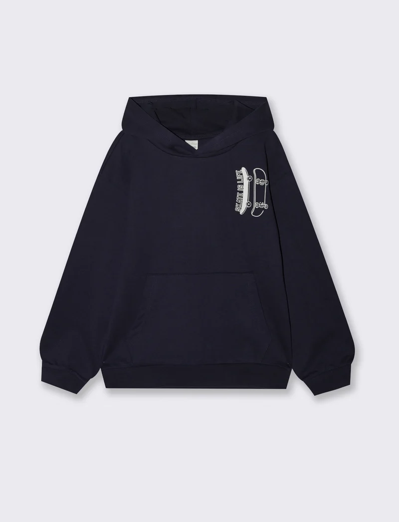FELPA BASIC CON CAPPUCCIO - Blu
