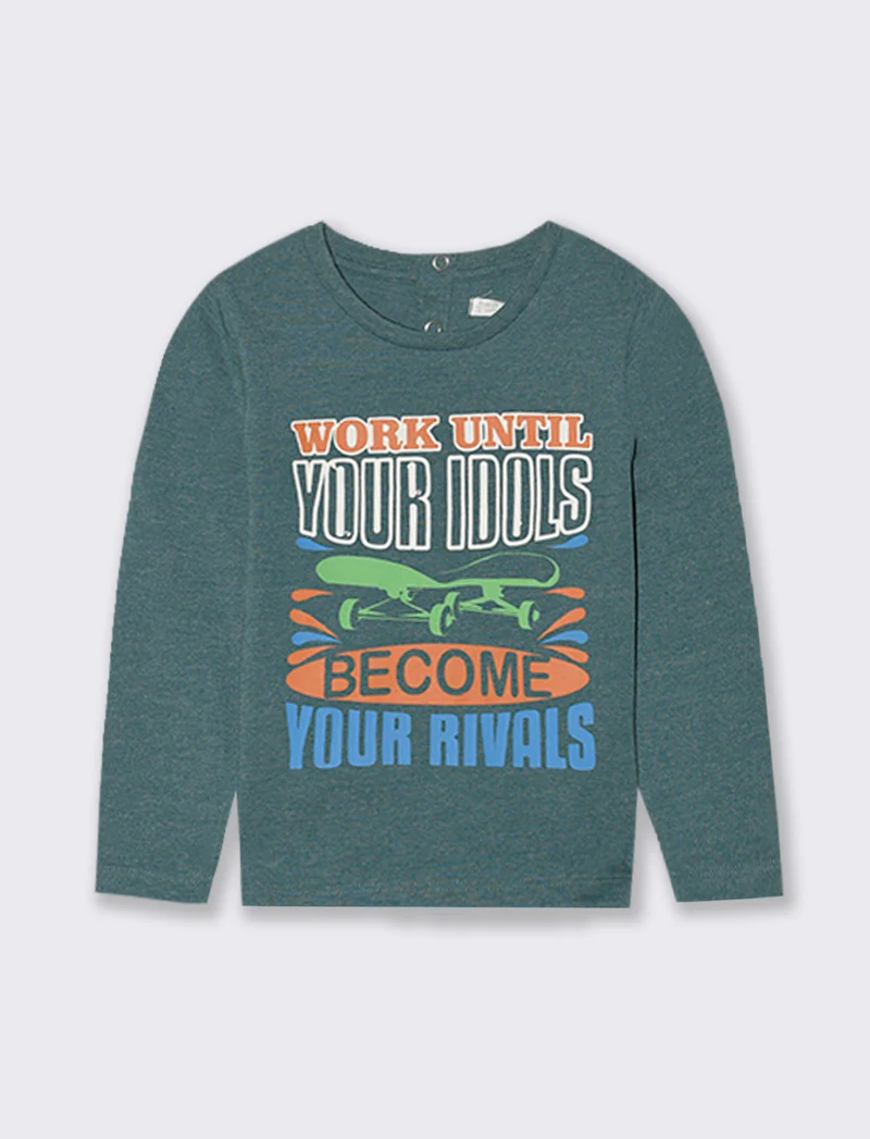 T shirt tessuto melange - Verde